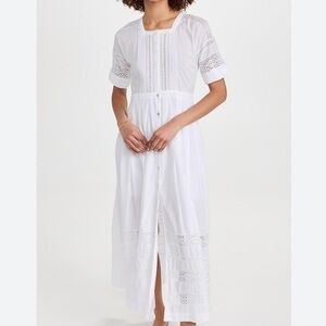 LoveShackFancy Edie White Lace Detail Dress